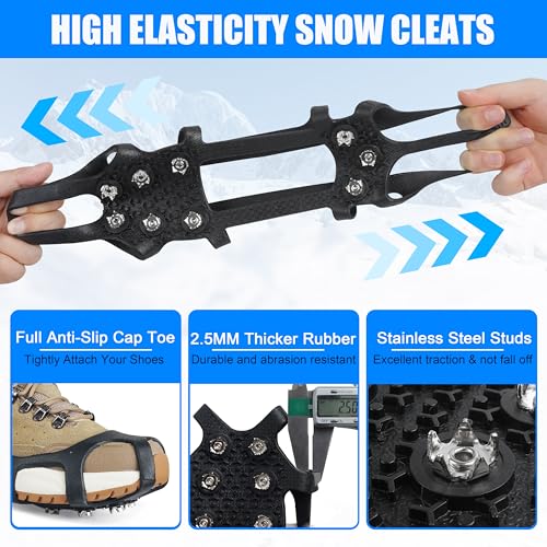 Large Ice Snow Cleats for Shoes and Boots - 9 Point Traction Grippers