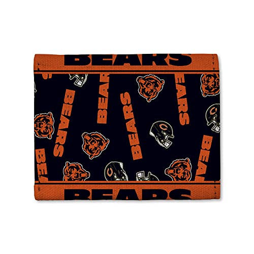 Chicago Bears NFL Canvas Trifold Wallet - Genuine Leather