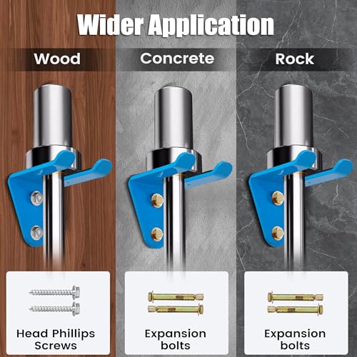 Wall-Mounted Gym Organizer Rack - Resistance Band & Barbell Storage - Blue
