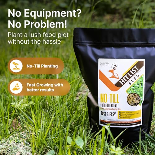 Hit List Seed 5 lb No-Till Food Plot Seed Mix with Crimson Clover, Turnips, Forage Brassica, Oats & Rye – 5 Pound Pack