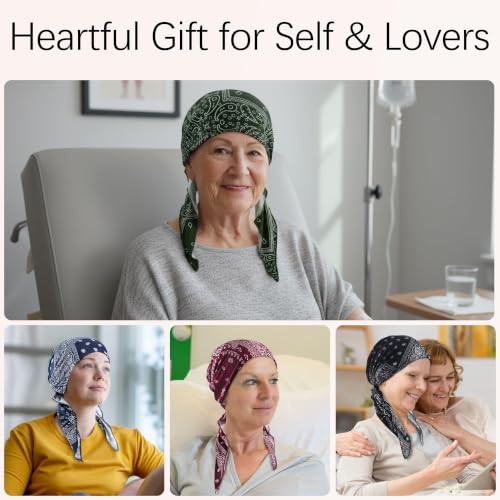 Chemo Headwear for Women - Pre-Tied Bandana Beanie Hat - Green