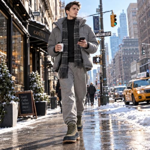 Wondamo Men’s Snow Boots Green/Black 12 Lightweight Waterproof Winter Boots