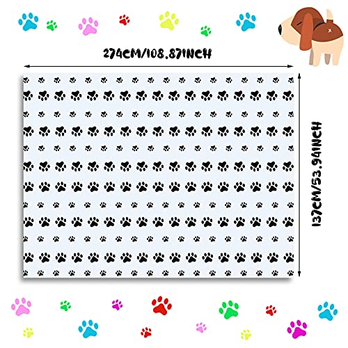 Dog Paw Print Tablecloth Set - 2 Pcs Black, 108 x 54 Inch