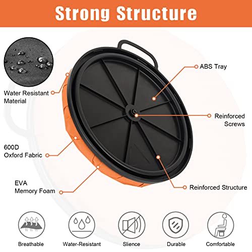 Foxtune Orange 360-Degree Swivel Bucket Seat Cushion for Fishing, Gardening, Hunting, Camping