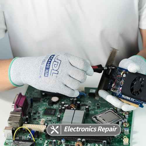 JDL ESD Work Gloves, Anti-Static Gloves for PC Building, 12 pairs, Computer Installation & Repair, High Resistance Carbon Fiber Gloves, Medium