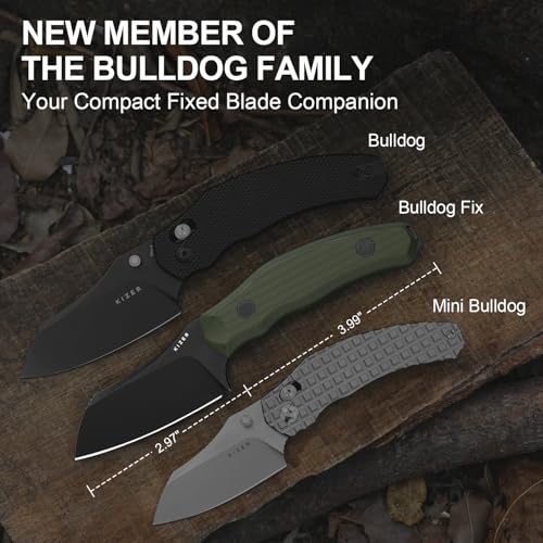 Kizer Bulldog Fix Fixed Blade Knife with Green G10 Handle, 2.97" D2 Sheepsfoot Blade