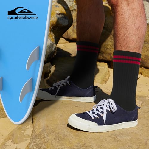 Men's Athletic Crew Socks - 8 Pairs, Size 8-12 - White/Red, White/Blue, Black/Red, Black/White