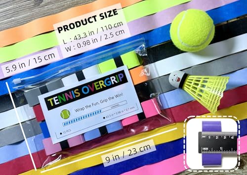 LIUTOVO 12-Pack Multi-Color Tennis Racket Grip Tape - Overgrip for Tennis & Badminton
