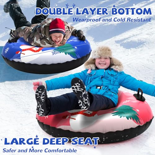 36'' Inflatable Snow Tube - Snowman Design, Set of 3 - Blue, Pink, Purple
