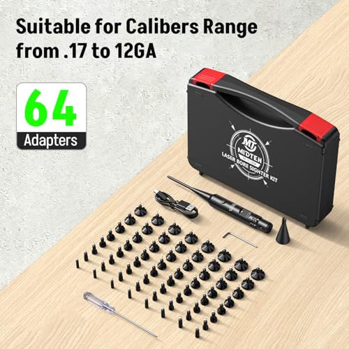 Green Laser Bore Sighter Kit with 64 Adapters Rechargeable for Firearms