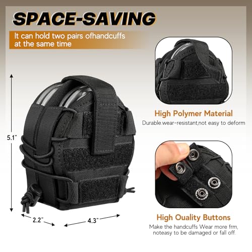 LarKoo Black Double Handcuff Holster Pouch for Duty Belt & Molle Tactical Vest