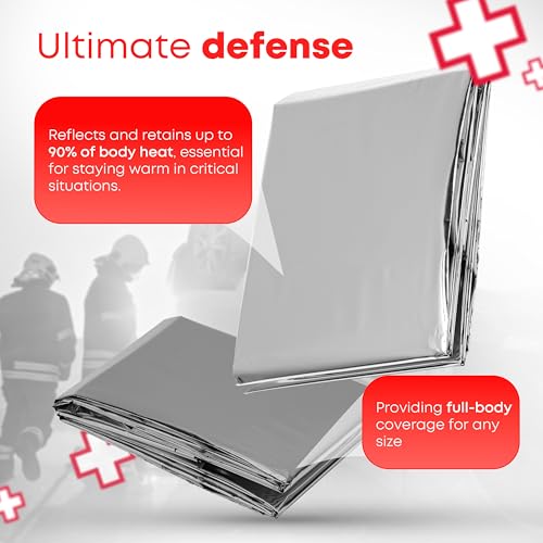 Emergency Mylar Rescue Blanket - Large Thermal Sheet, 5 Count