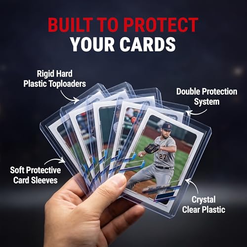 Clear Card Sleeves and Toploaders Bundle - 100 Pack for Trading Cards
