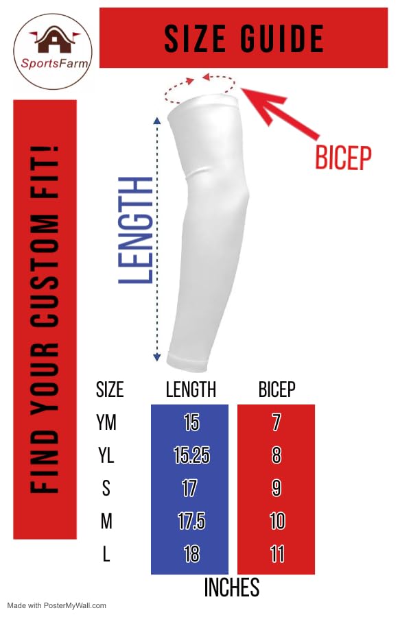 Compression Arm Sleeve - Youth Large with White Baseball Stitches