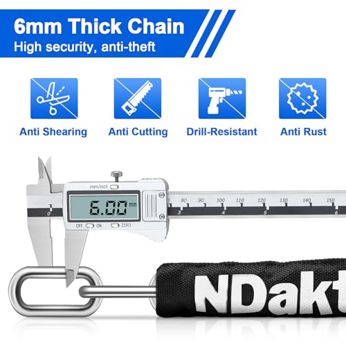 Heavy Duty 5-Digit Resettable Bike Chain Lock - 3.2 Ft Anti-Theft Security