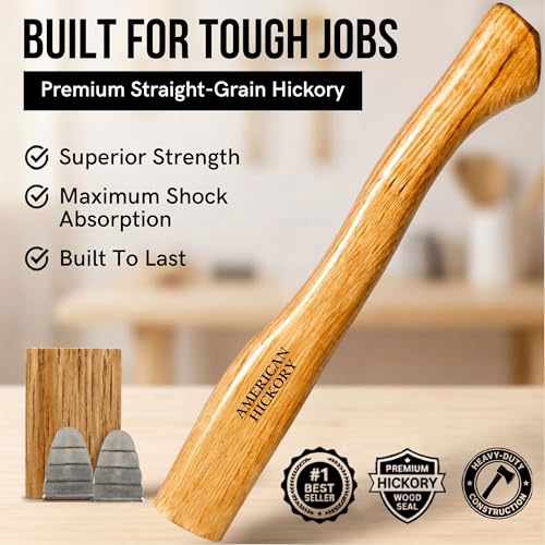 Cuitáxi 2 Pack 14-Inch Hickory Axe Handles for 1-1/4 Pound Axes with Wedges - Replacement Hatchet Handles