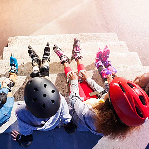Kids Bike Helmet Set for Ages 3-14, Black & Medium Size with Protective Pads