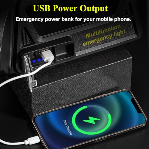 Rechargeable Spotlight, 2,000,000L High Lumens 350¡Æ Rotatable Led Solar Spot Lights Outdoor Handheld Long Range Flashlight with 9 Modes, Solar Panels, USB C for Fishing Boating