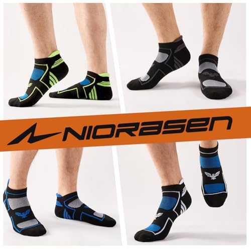 Mens Running Socks - 6 Pairs with Arch Compression & Cushioned Support