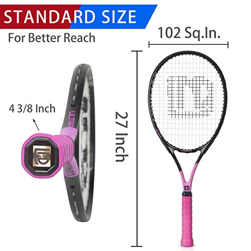 LUNNADE 2-Pack 27 Inch Tennis Rackets – Purple & Pink, Pre-Strung, Lightweight for Beginners to Intermediate