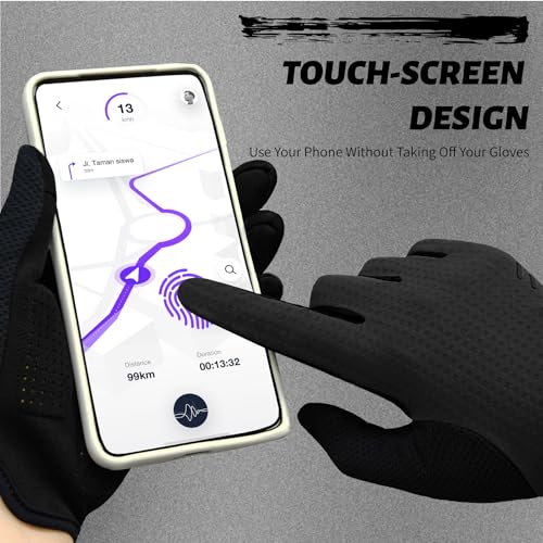VXW Cycling Gloves Men Women Large Black Reflective Anti-Slip Shock Absorbing MTB Gloves