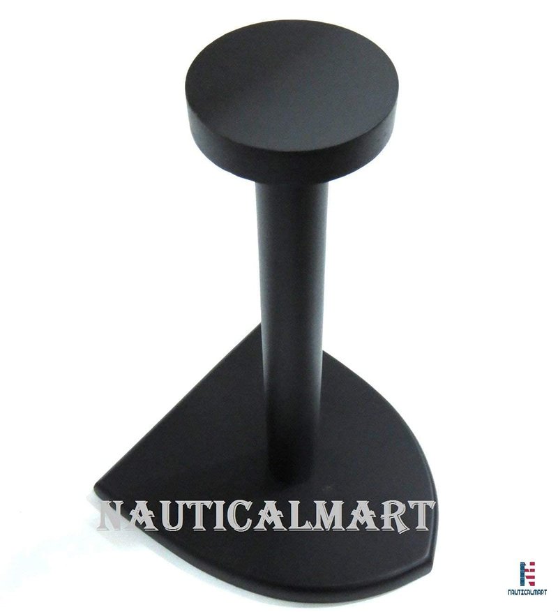NauticalMart Helmet Stand Wooden Black Display Stand - Medieval Armor Helmet