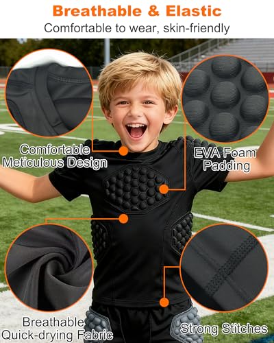 Youth Boys Impact-Resistant Football Rib Protector Chest Guard for Sports