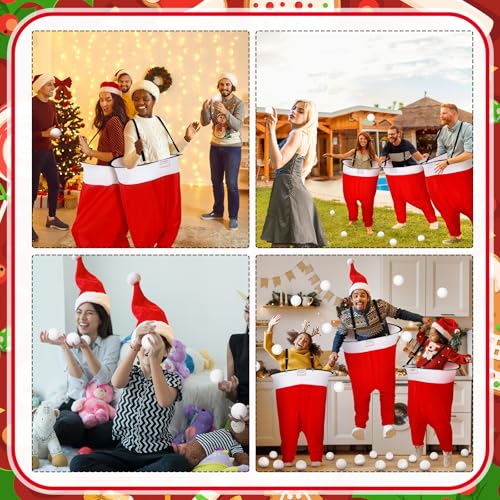 Santa Pants Snowball Fight Toss Game Set - Red & White (4 pants, 20 snowballs)