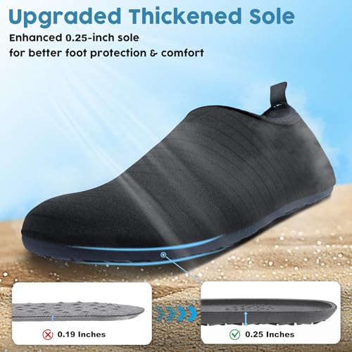 Quick-Dry Aqua Water Shoes for Men & Women - 9-9.5 Women/8.5-9 Men - Black