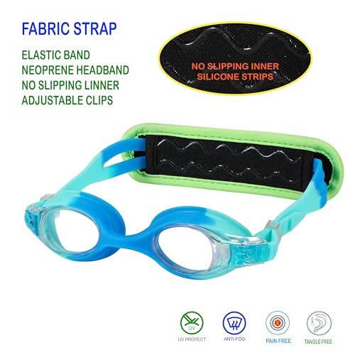 Kids Swim Goggles with Fabric Strap - Blue Shark, Age 3-8
