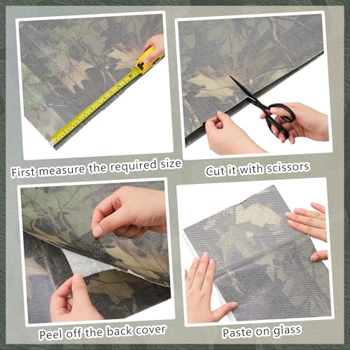 RoundFunny 25x59 in 2-Piece Woodland Camo Window Film Cover for Hunting Blind
