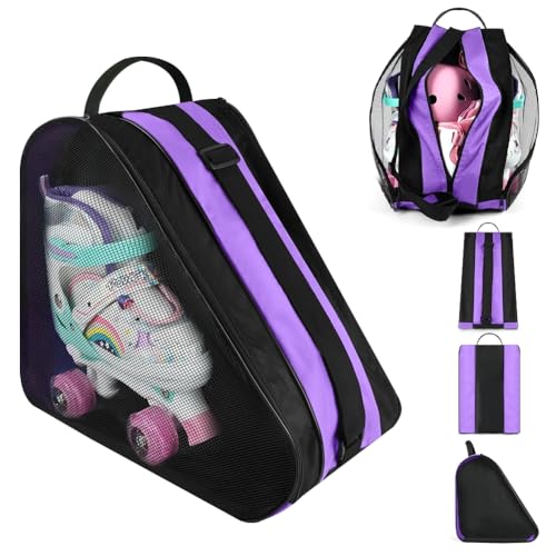 Breathable Ice Skate Bag with Adjustable Strap - Purple