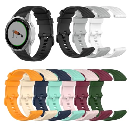 RuenTech Silicone Quick Release Watch Bands for Garmin Venu 2/3/4 41mm, 10 Colors, 18mm Replacement Strap