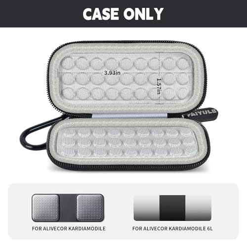 EKG Monitor Case for KardiaMobile 6L - Compact Heart Rate Holder - Black-Grey