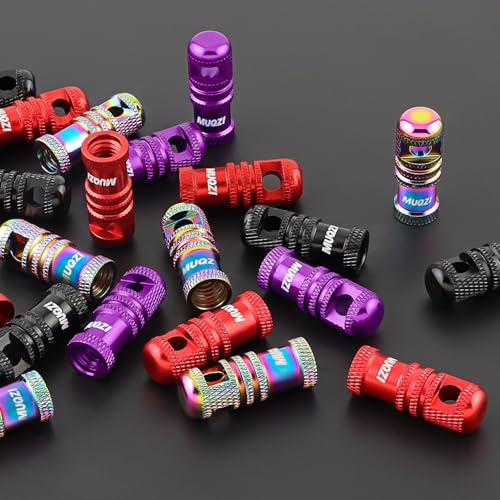 Presta Valve Stem Caps with Core Remover Tool - Red