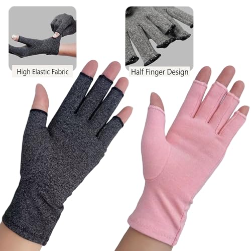 Bamboo Arthritis Gloves for Pain Relief - Medium (Pack of 4) - Grey Pink