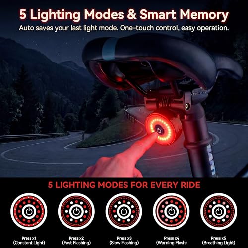 GPS Tracker for Bikes with Tail Light - Black-Red, Real-Time Anti-Theft Locator