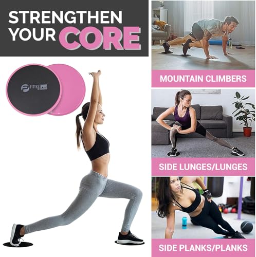 Core Sliders for Full Body Workouts - Pink Exercise Gliding Discs (Set of 2)