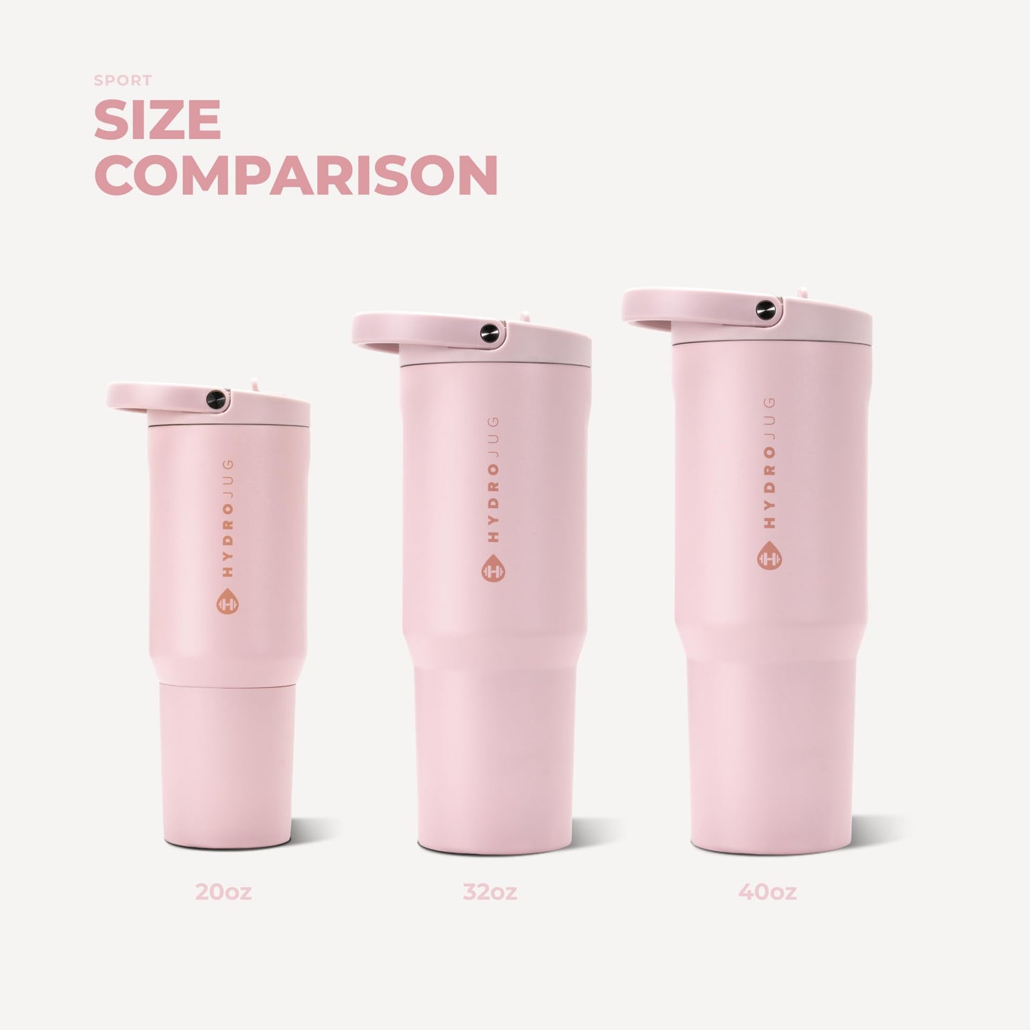 HydroJug Sport 40 oz Insulated Stainless Steel Water Bottle, Pink Sand
