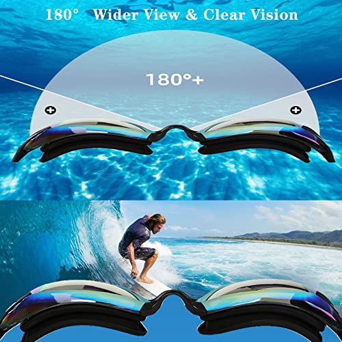 Swim Goggles - Anti-Fog, UV Protection, 2 Pack for Adults & Youth
