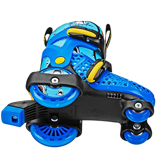Beginner Adjustable Roller Skates for Kids - Pizza Shark / Small (7-11)
