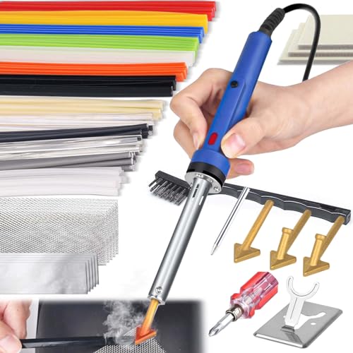 130W Plastic Welder Kit Deluxe,3-in-1 Plastic Welder Soldering Iron Kit,Professional Surface Repair Tool for Car Bumper with 5 Welding Tips,for Car Bumper Dashboard Kayak Repairs (Blue)