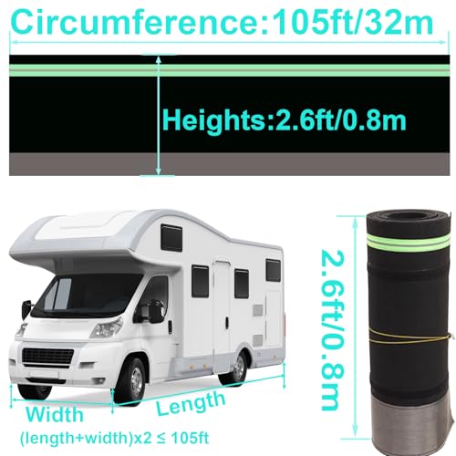 Insulated RV Skirting Kit - 2.6 x 105 ft, Black for Trailers