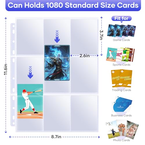 TiopLior 60 Pack Sheet Protectors,9 Pocket Double Sided Card Sleeves