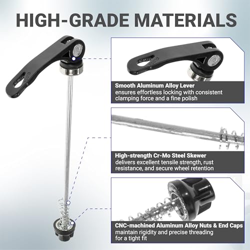Quick Release Skewers for Mountain & Road Bikes - 1 Pair
