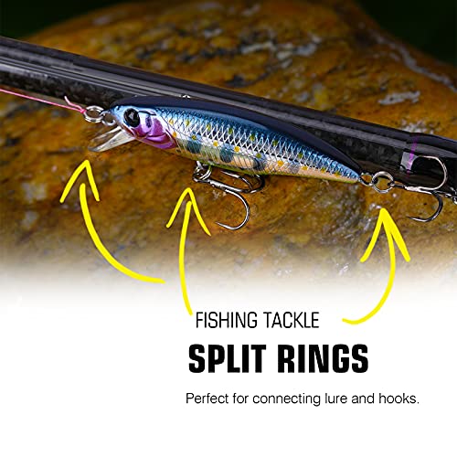 AMYSPORTS Stainless Steel Saltwater Fishing Split Rings 16 Size 300lb 50 pcs