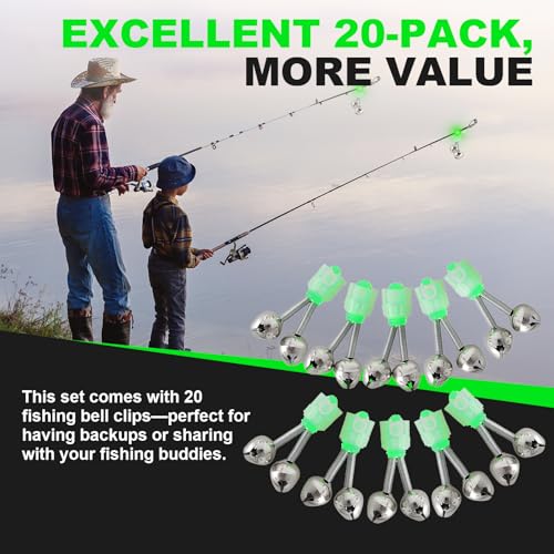Fishing Bells for Rod Tips - 20 Pcs Clip-On Fish Bite Alarms
