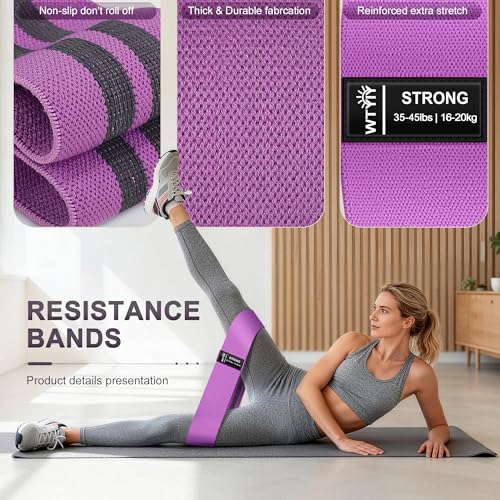 3-Level Fabric Resistance Bands for Workout - Non-Slip Booty Bands - Pink