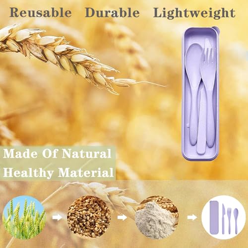 Eco-Friendly Reusable Travel Utensils Set - Purple Case