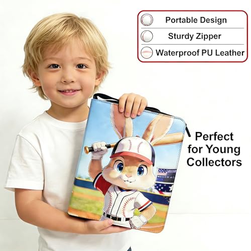 9-Pocket Card Binder - Baseball Rabbit Design with 900 Pockets